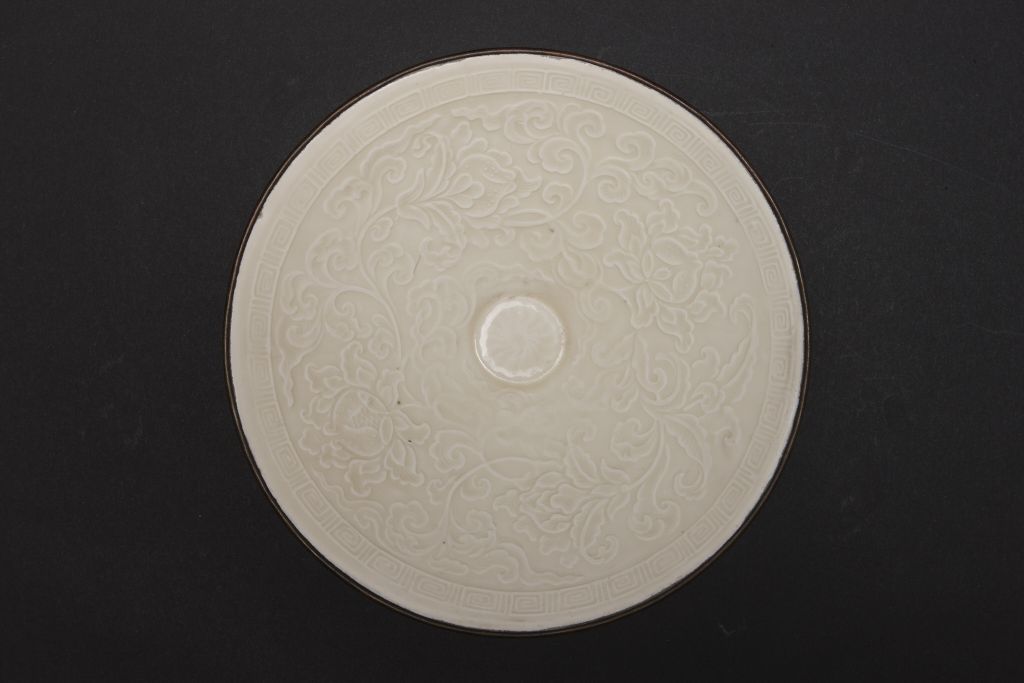 图片[2]-Ding Kiln White Glaze Printing Sea Pomegranate Pattern Bamboo Bowl-China Archive